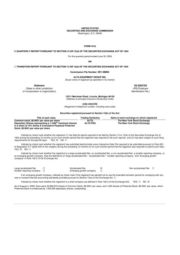 Thumbnail Alta Equipment Group 10-Q Quarterly Report FY2026 