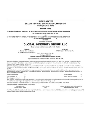 Vorschaubild Global Indemnity 10-Q Quartalsbericht 2026 