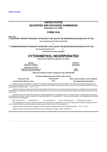 Vorschaubild Cytokinetics
 10-Q Quartalsbericht 2026 