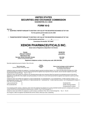 Vorschaubild Xenon Pharmaceuticals 10-Q Quartalsbericht 2026 