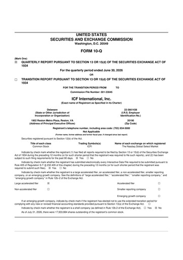 Miniature ICF International 10-Q Rapport trimestriel 2026 