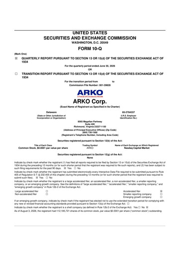 Vorschaubild ARKO Corp. 10-Q Quartalsbericht 2026 