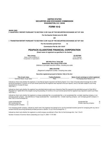 Thumbnail Peapack-Gladstone Financial 10-Q Quarterly Report FY2026 