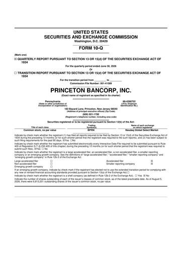 Vorschaubild Princeton Bancorp 10-Q Quartalsbericht 2026 