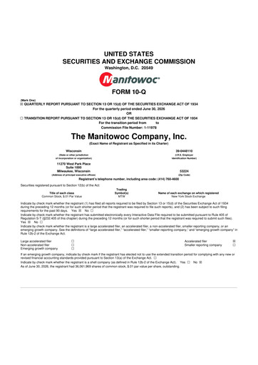 Thumbnail The Manitowoc Company
 10-Q Quarterly Report FY2026 