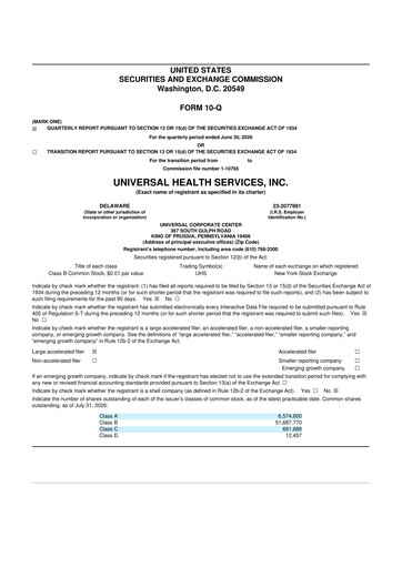 Thumbnail Universal Health Services
 10-Q Quarterly Report FY2026 