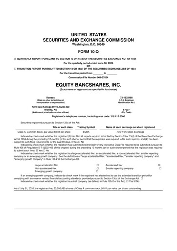 Vorschaubild Equity Bancshares 10-Q Quartalsbericht 2026 