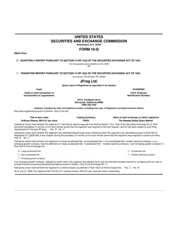 Thumbnail JFrog 10-Q Quarterly Report FY2026 