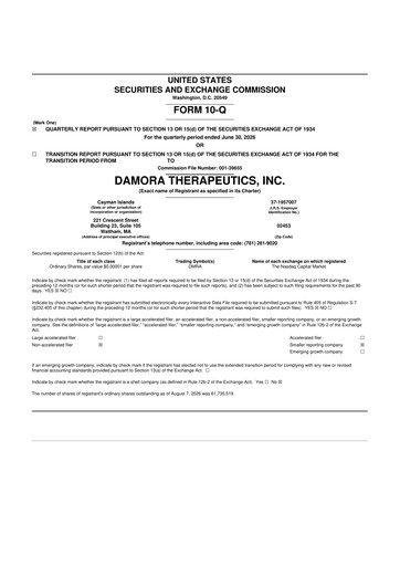 Miniature Damora Therapeutics 10-Q Rapport trimestriel 2026 