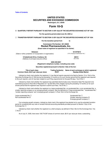 Vorschaubild Rocket Pharmaceuticals
 10-Q Quartalsbericht 2026 