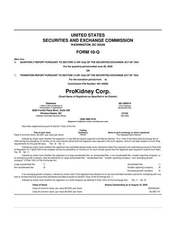 Thumbnail ProKidney 10-Q Quarterly Report FY2026 