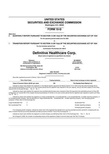 Thumbnail Definitive Healthcare 10-Q Quarterly Report FY2026 