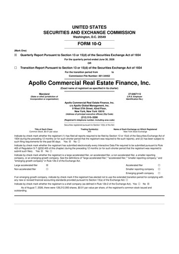 Thumbnail Apollo Commercial Real Estate Finance 10-Q Quarterly Report FY2026 
