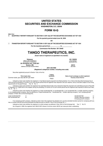 Thumbnail Tango Therapeutics 10-Q Quarterly Report FY2026 