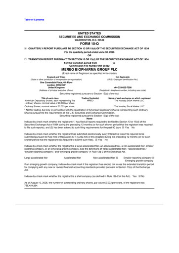 Miniature Mereo BioPharma Group 10-Q Rapport trimestriel 2026 