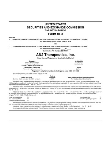 Vorschaubild AN2 Therapeutics 10-Q Quartalsbericht 2026 