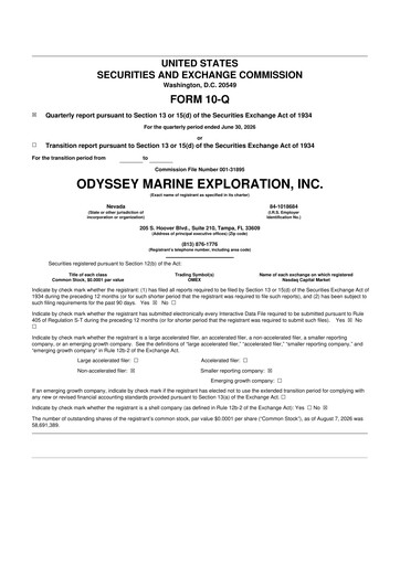 Thumbnail Odyssey Marine Exploration 10-Q Quarterly Report FY2026 