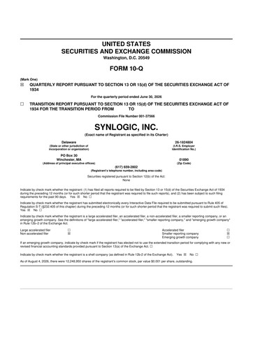 Vorschaubild Synlogic 10-Q Quartalsbericht 2026 