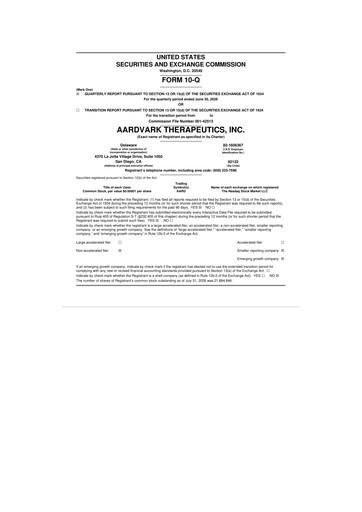 Miniature Aardvark Therapeutics 10-Q Rapport trimestriel 2026 