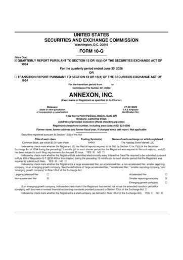 Miniature Annexon 10-Q Rapport trimestriel 2026 