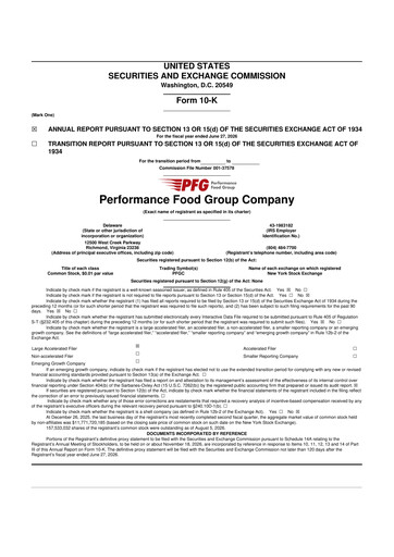 Vorschaubild Performance Food Group 10-K Jahresbericht 