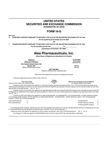 Miniature Atea Pharmaceuticals 10-Q Rapport trimestriel 2026 