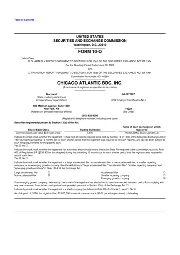 Miniature Chicago Atlantic BDC 10-Q Rapport trimestriel 2026 Q2