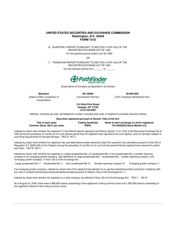 Vorschaubild Pathfinder Bancorp 10-Q Quartalsbericht 2026 