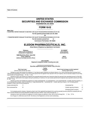 Miniature Eledon Pharmaceuticals 10-Q Rapport trimestriel 2026 
