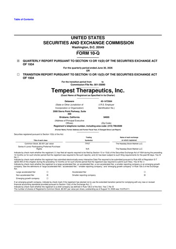 Thumbnail Tempest Therapeutics 10-Q Quarterly Report FY2026 