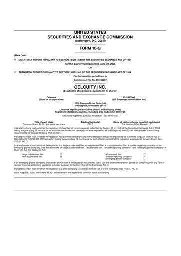 Vorschaubild Celcuity Inc. 10-Q Quartalsbericht 2026 