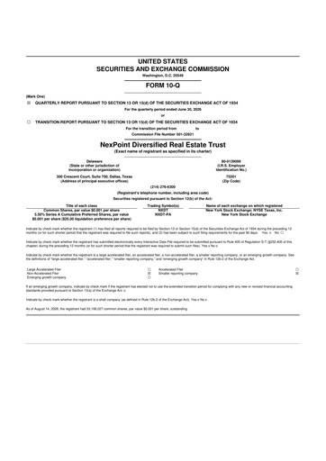 Miniature NexPoint Diversified Real Estate Trust 10-Q Rapport trimestriel 2026 