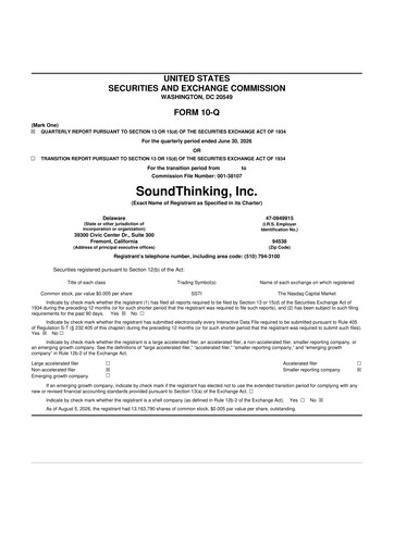Miniature SoundThinking 
 (ShotSpotter) 10-Q Rapport trimestriel 2026 