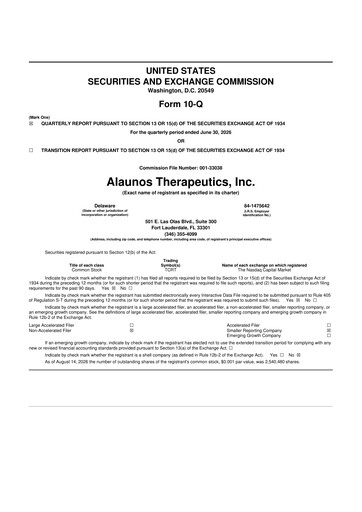 Vorschaubild Alaunos Therapeutics 10-Q Quartalsbericht 2026 