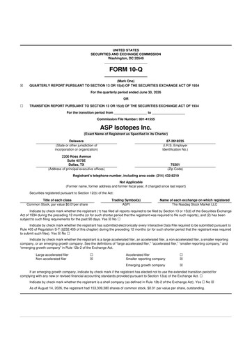 Miniature ASP Isotopes 10-Q Rapport trimestriel 2026 