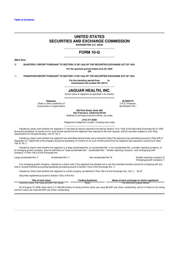 Miniature Jaguar Health 10-Q Rapport trimestriel 2026 