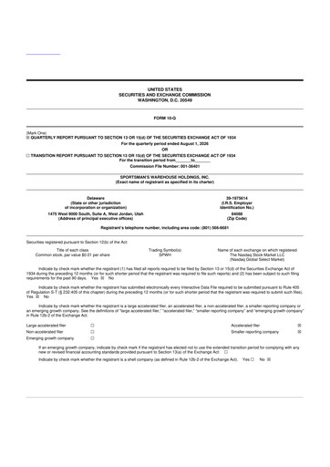 Thumbnail Sportsman's Warehouse 10-Q Quarterly Report FY2026 