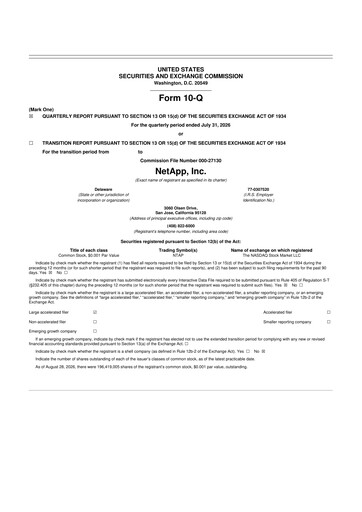 Miniature NetApp
 10-Q Rapport trimestriel 2026 