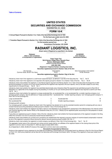 Thumbnail Radiant Logistics
 10-K Annual Report 2026