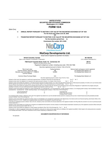 Vorschaubild NioCorp Developments 10-K Jahresbericht 2026