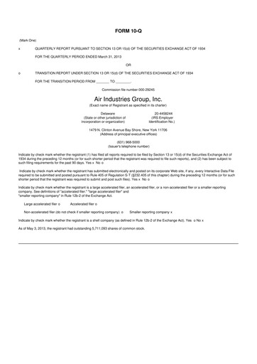Thumbnail Air Industries Group 10-Q Quarterly Report FY2013 