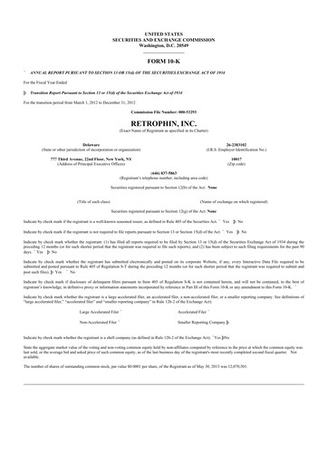 Thumbnail Travere Therapeutics 10-K Annual Report 2012