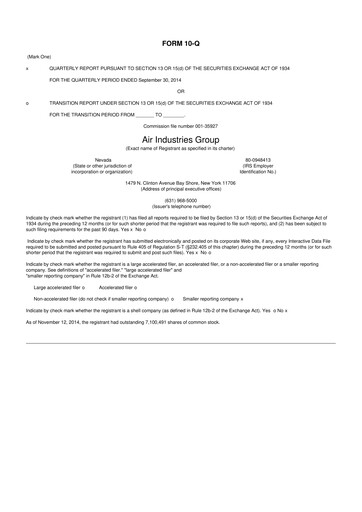 Thumbnail Air Industries Group 10-Q Quarterly Report FY2014 