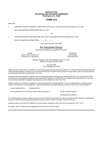 Thumbnail Air Industries Group 10-Q Quarterly Report FY 