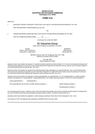 Thumbnail Air Industries Group 10-Q Quarterly Report FY 