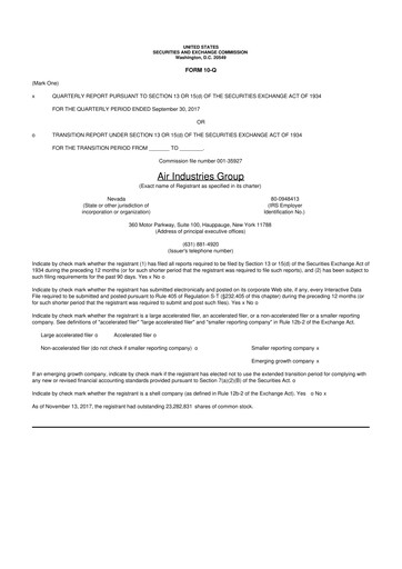 Thumbnail Air Industries Group 10-Q Quarterly Report FY 