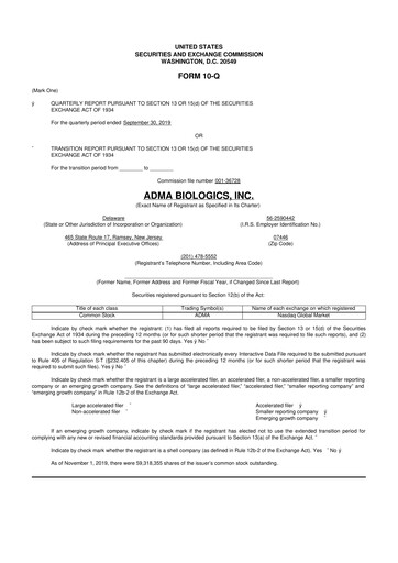 Thumbnail ADMA Biologics
 10-Q Quarterly Report FY2019 