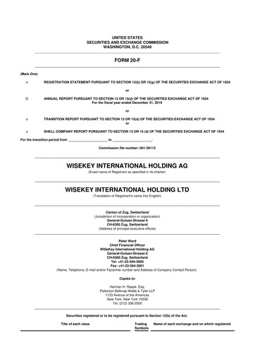 Miniature WISeKey International 20-F Rapport annuel 