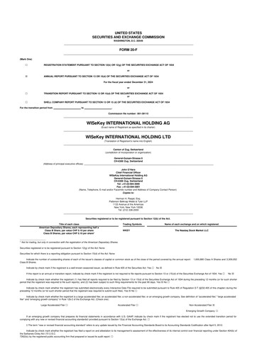 Miniature WISeKey International 20-F Rapport annuel 2024