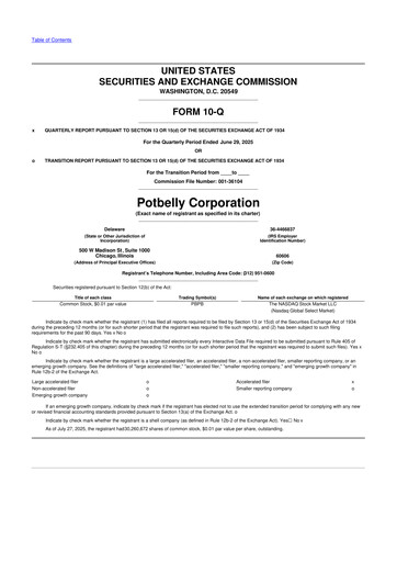 Thumbnail Potbelly Corporation 10-Q Quarterly Report FY2025 